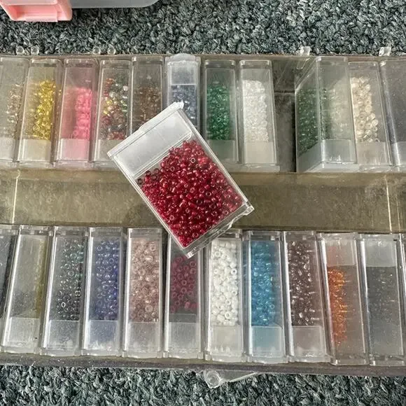 HUGE LOT - Seed Beads, Opaque, Lined, Some Bugle Beads, Containers INCLUDED! - Picture 2 of 7